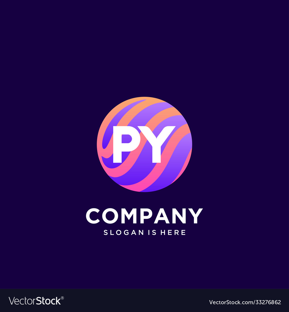 Py initial logo with colorful template