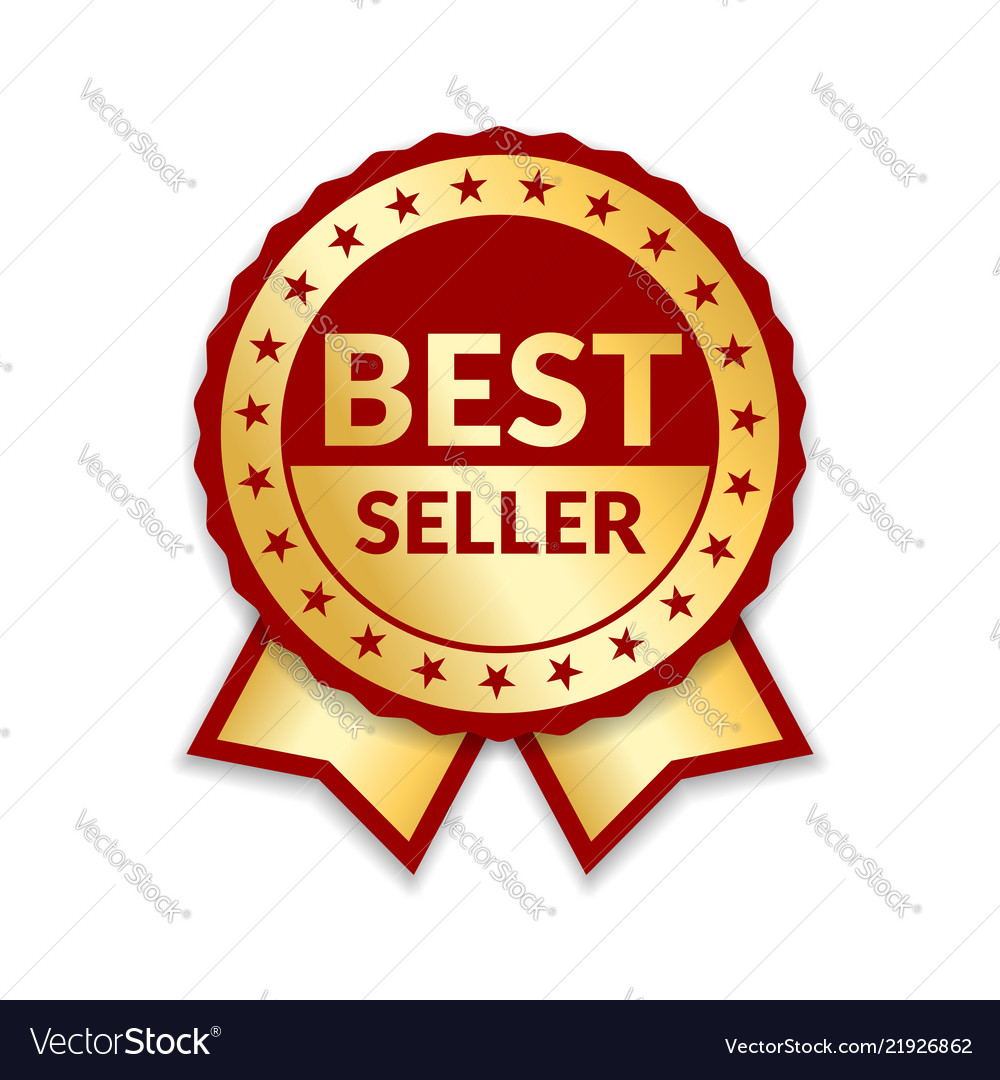 ribbon award best seller gold ribbon award icon vector image gold ribbon award