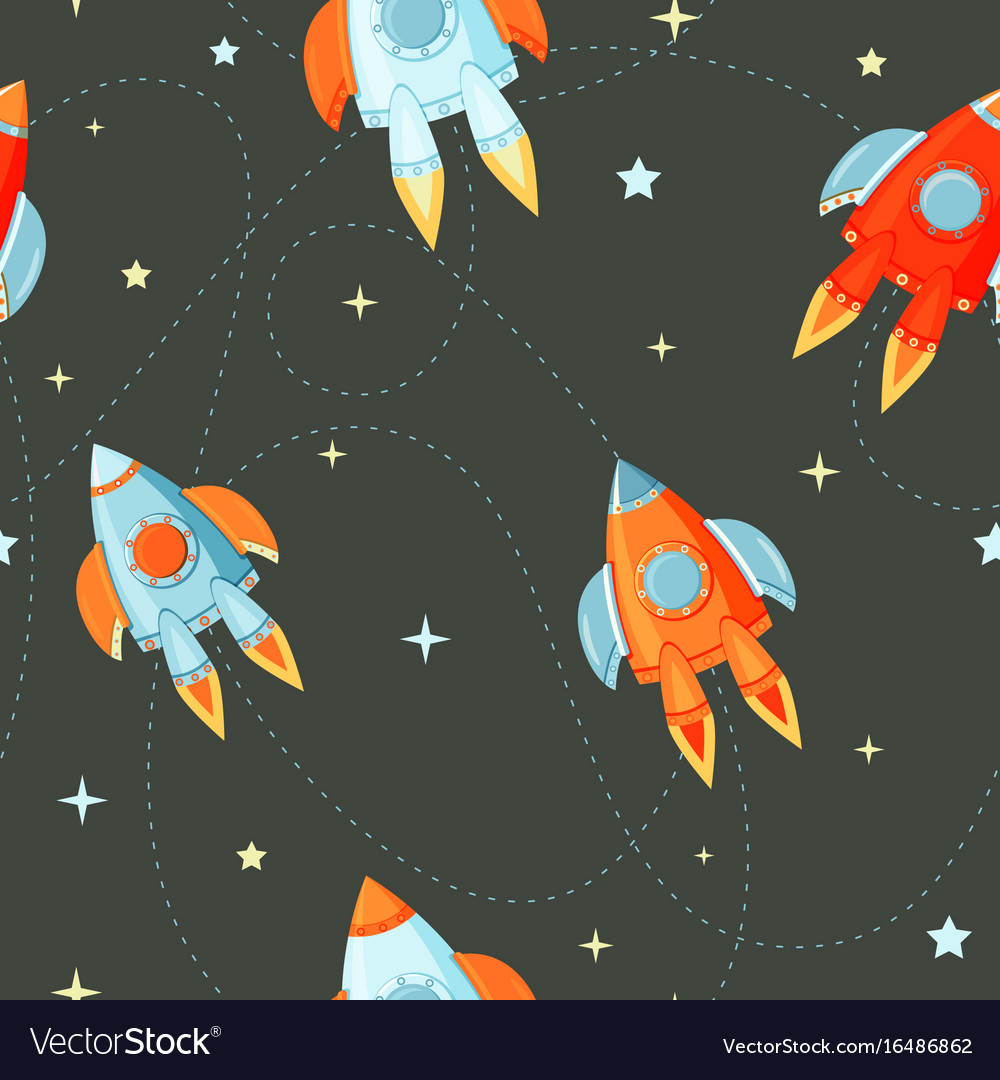 Rocket flat seamless pattern for project start up