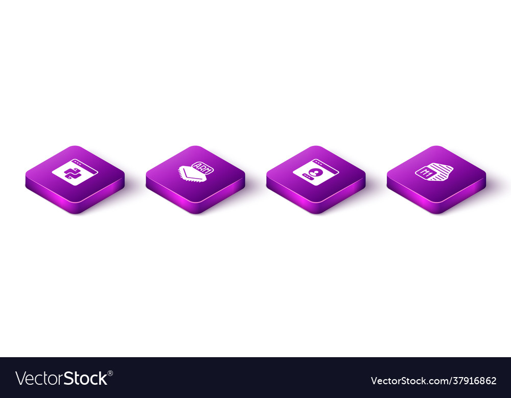 Set isometric python programming language vector image Set isometric python programming language