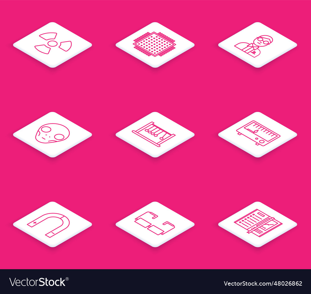 Set line radioactive processor scientist vector image Set line radioactive processor scientist