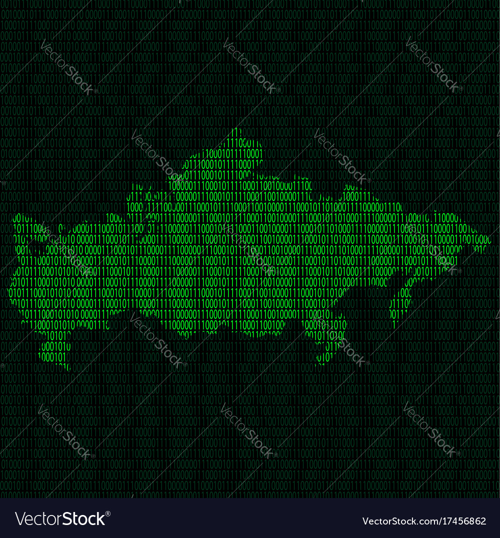 Silhouette of russia from binary digits