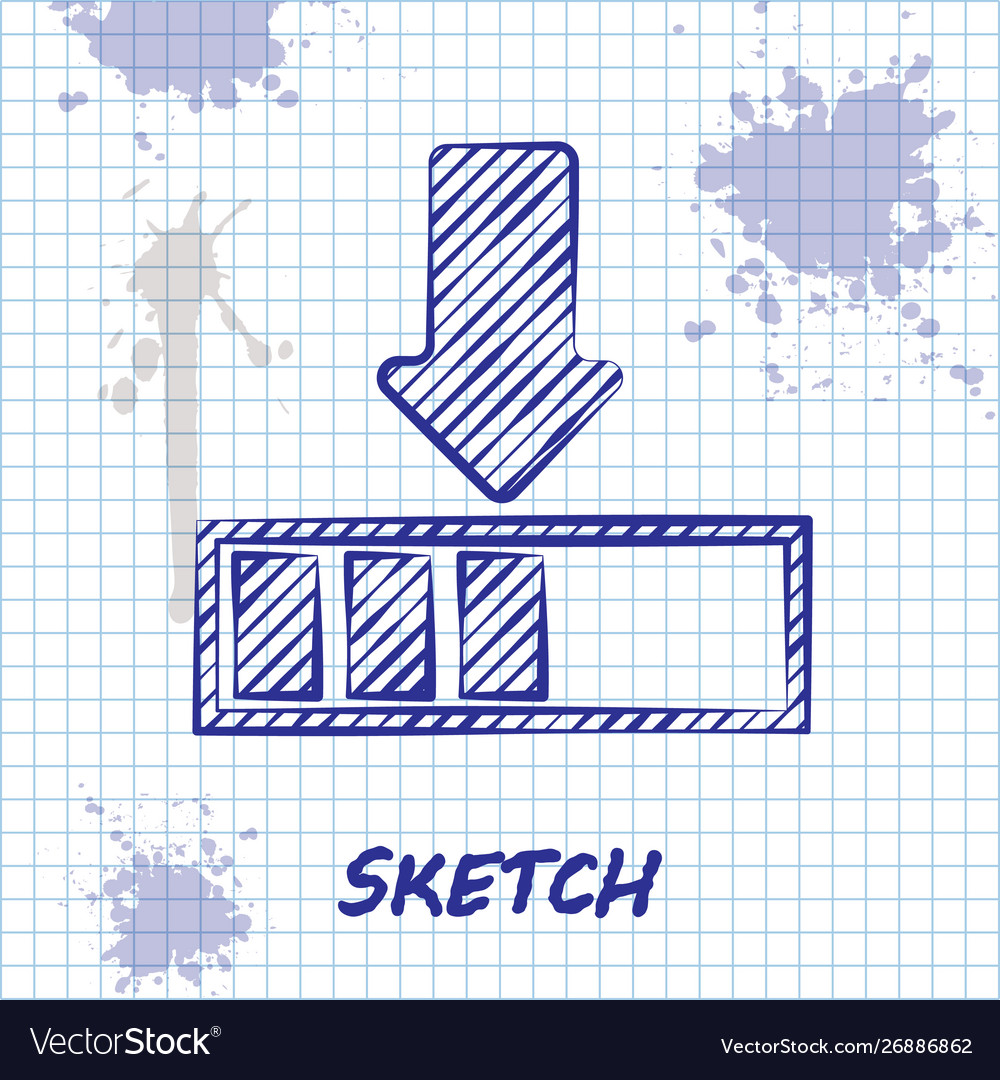 Sketch line loading icon isolated on white Vector Image Sketch line loading icon isolated on white