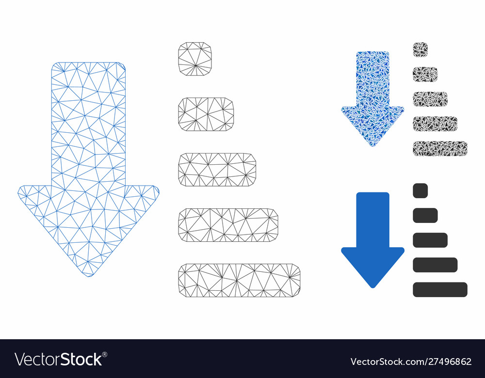 Sort down mesh 2d model and triangle mosaic vector image Sort down mesh 2d model and triangle mosaic