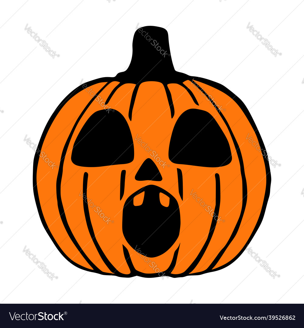 Surprised jack o lantern hand drawn art halloween Vector Image