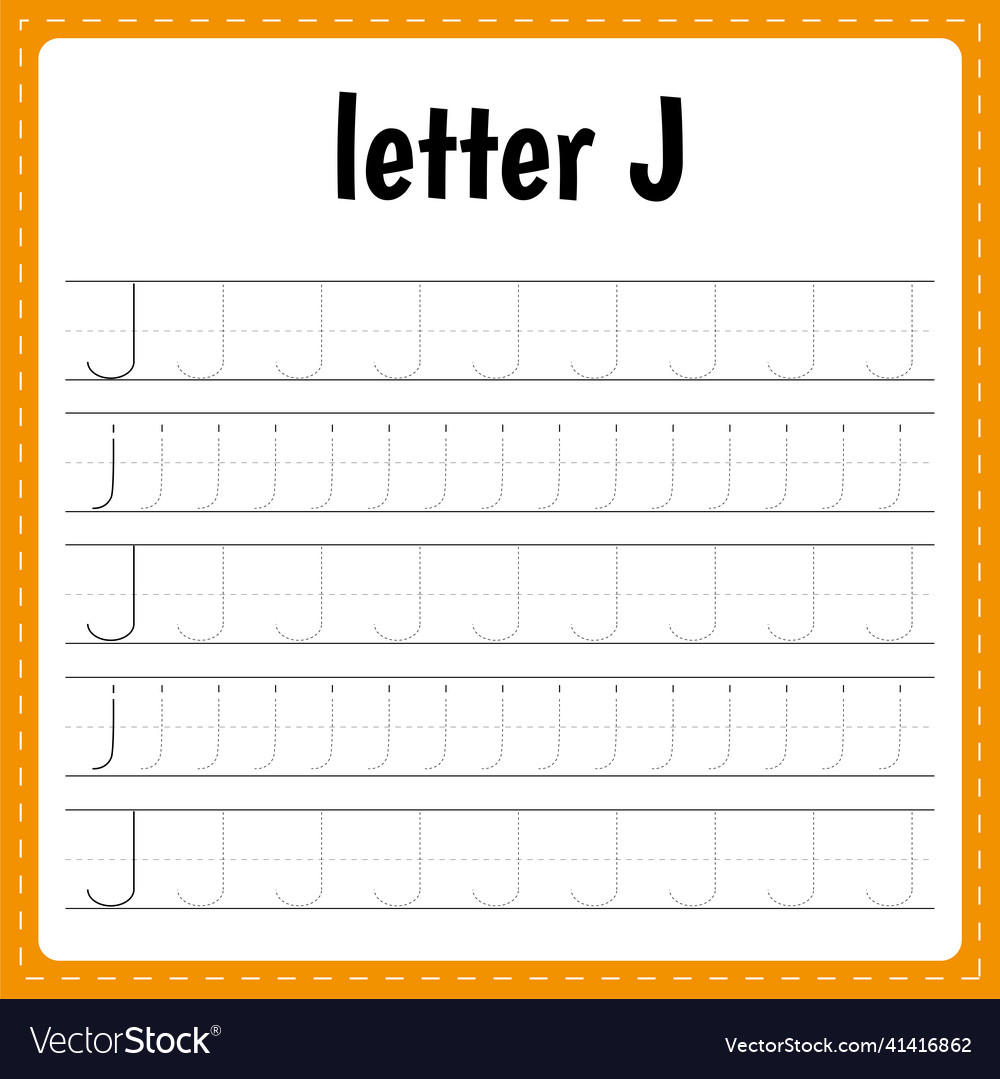 Writing Letters Tracing Page Practice Sheet Vector Image