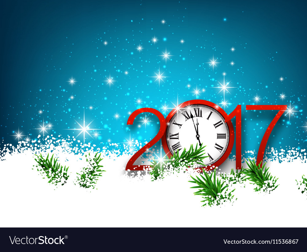 2017 new year background with clock