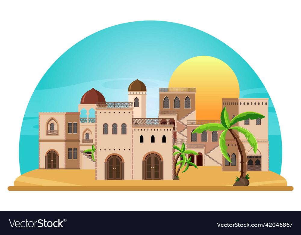 Arabian architecture house and building Royalty Free Vector