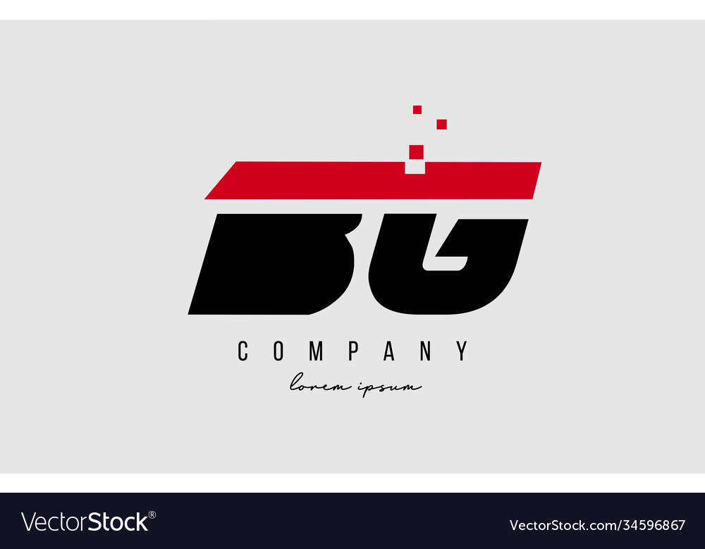 Bg b g alphabet letter logo combination in red