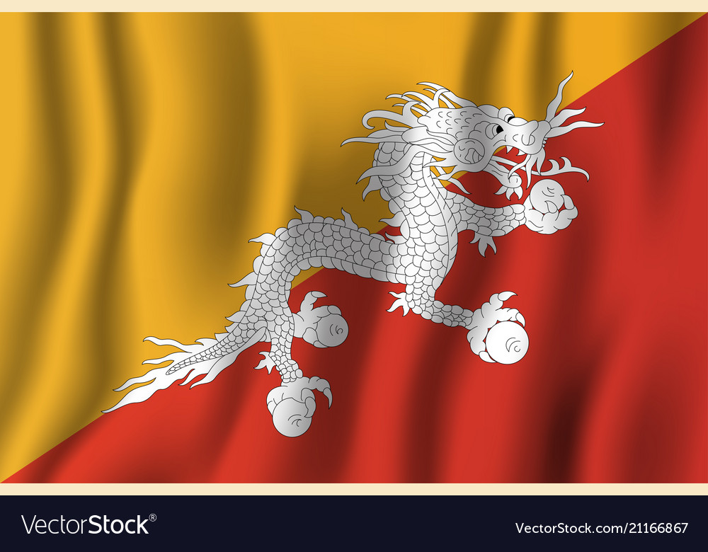 Bhutan realistic waving flag national country Vector Image