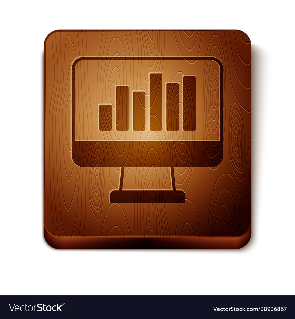 Brown computer monitor with graph chart icon vector image Brown computer monitor with graph chart icon