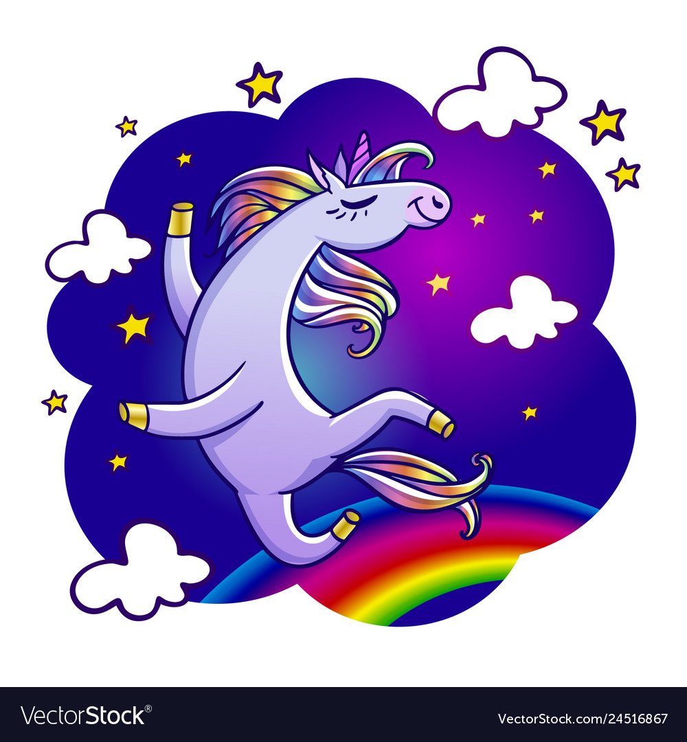 Cartoon unicorn on the disco