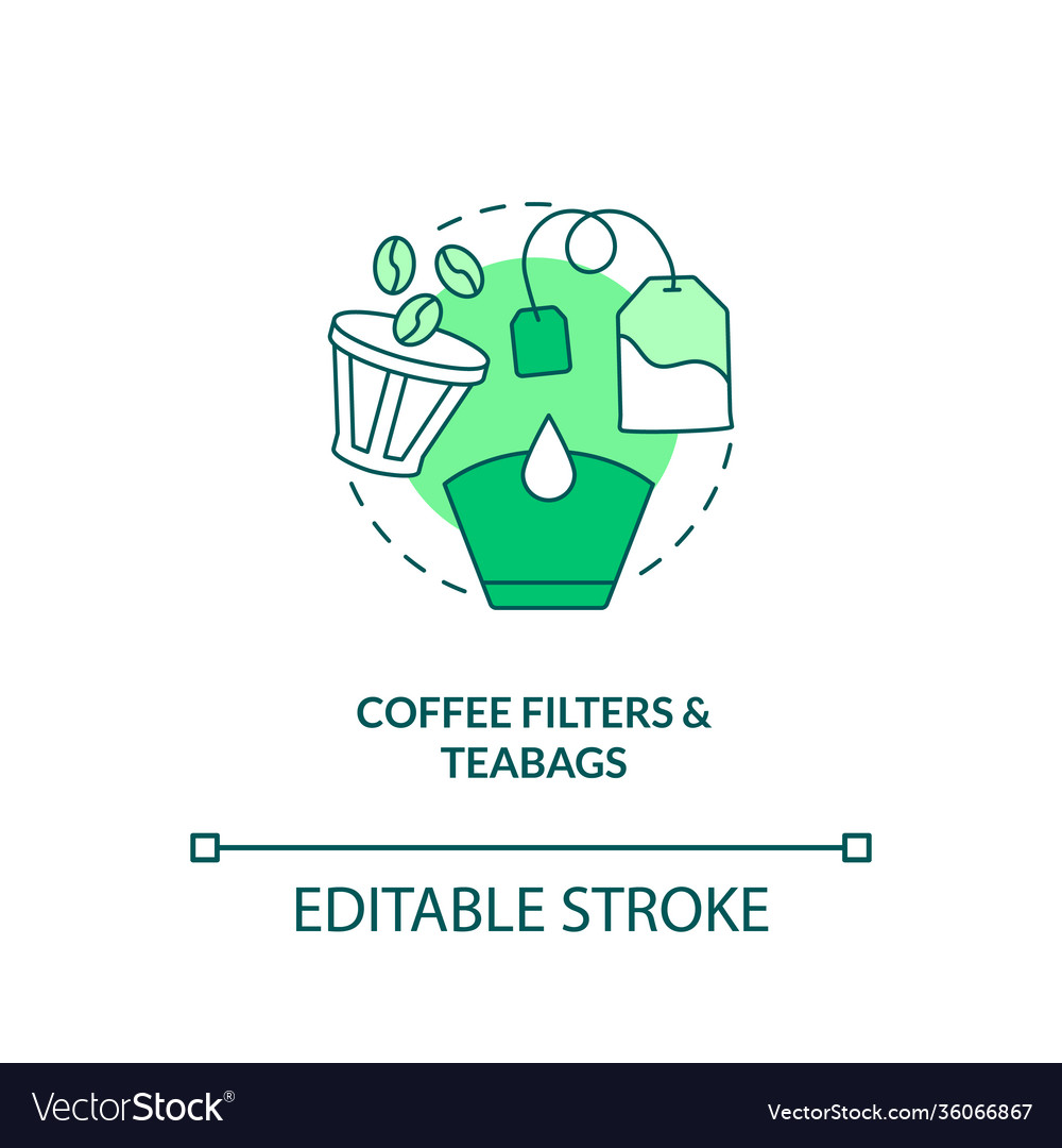 Coffee filters and teabags concept icon