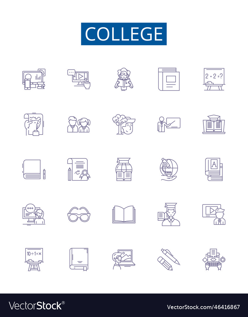 College line icons signs set design collection Vector Image