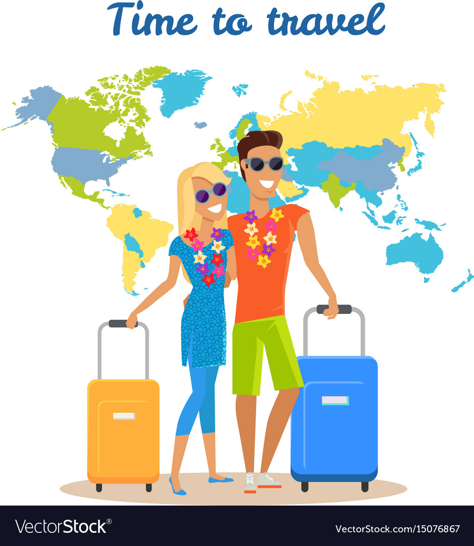 Couple Summer Vacation Travel Royalty Free Vector Image