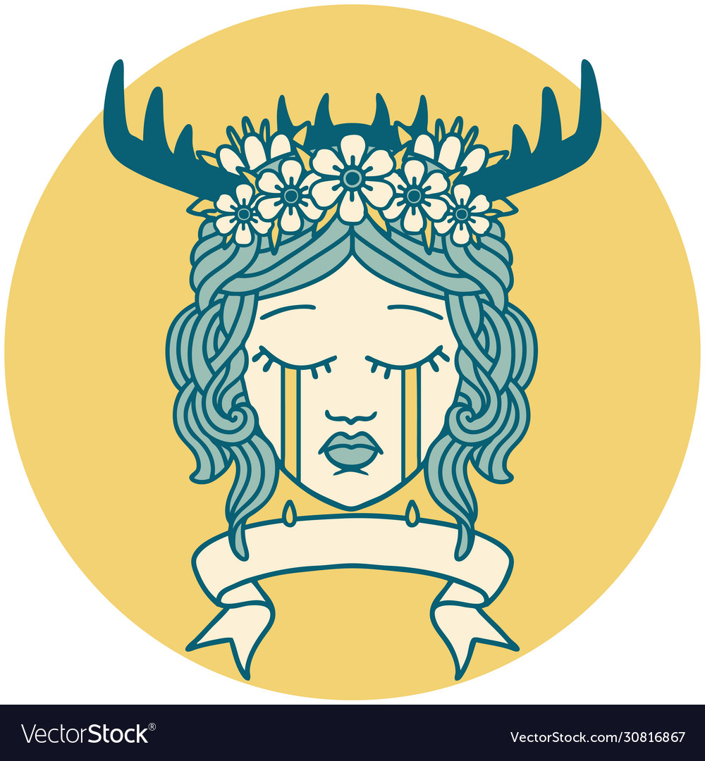 Crying human druid with banner Royalty Free Vector Image