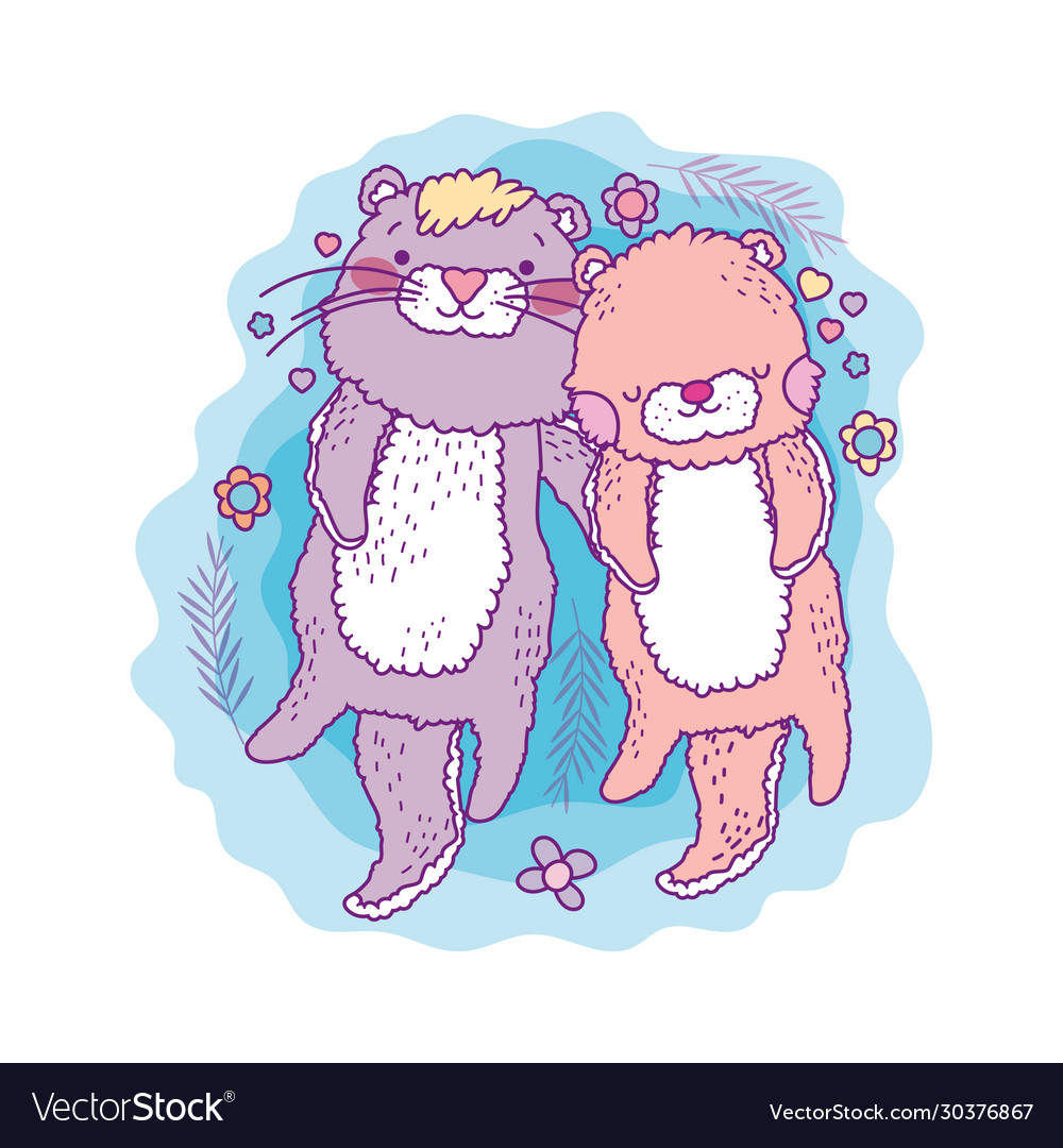 Niedliche Otter Cartoons Paar Design
