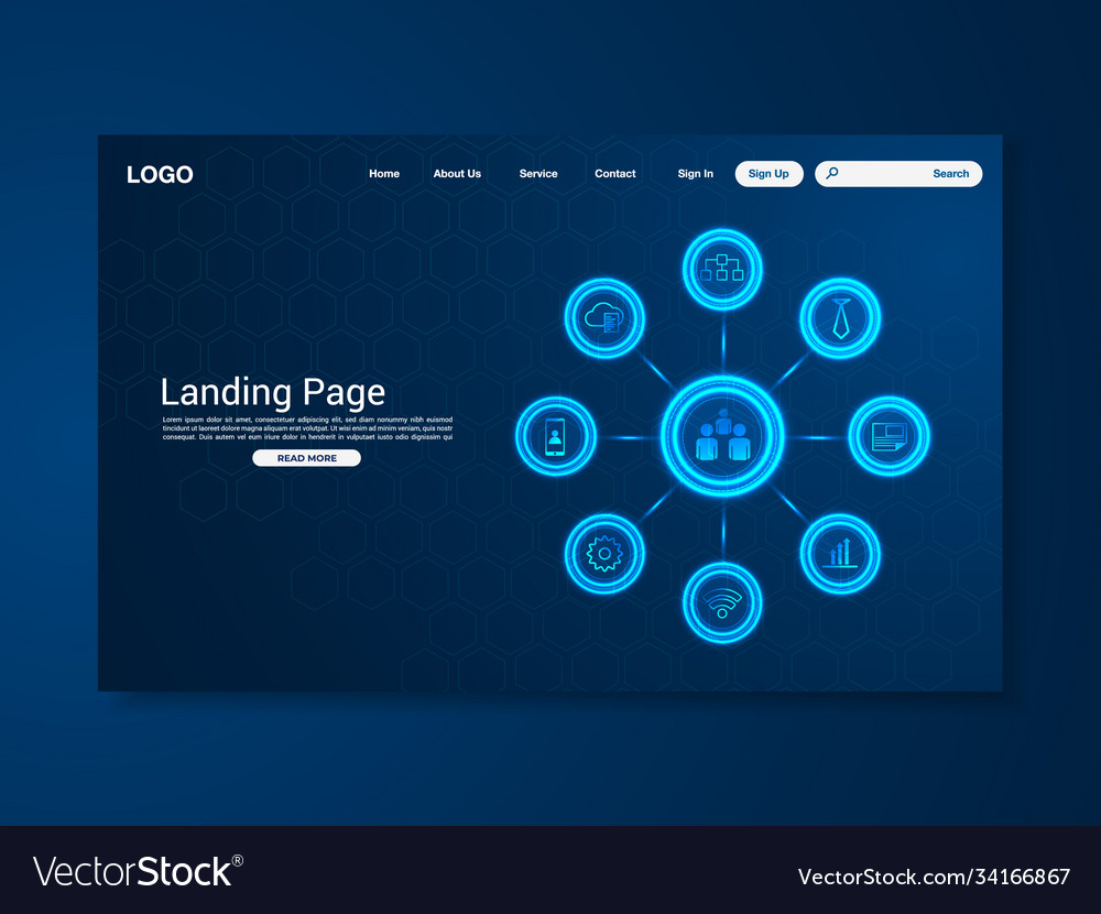 Faq technology landing page with world map vector image Faq technology landing page with world map