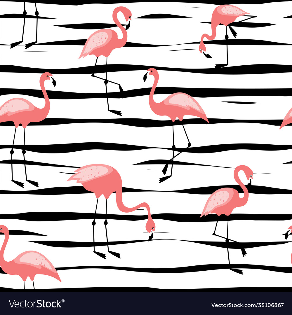 Flamingo seamless pattern on strip background