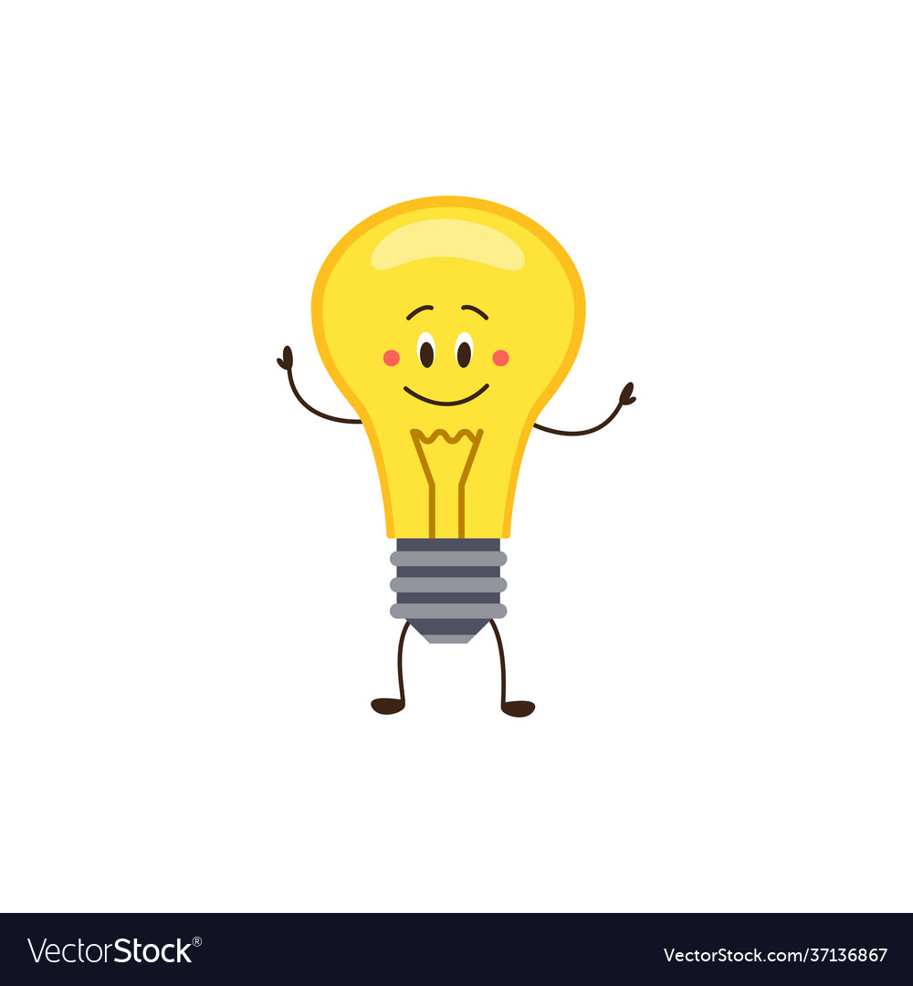 Happy smiling cartoon character electric bulb Vector Image