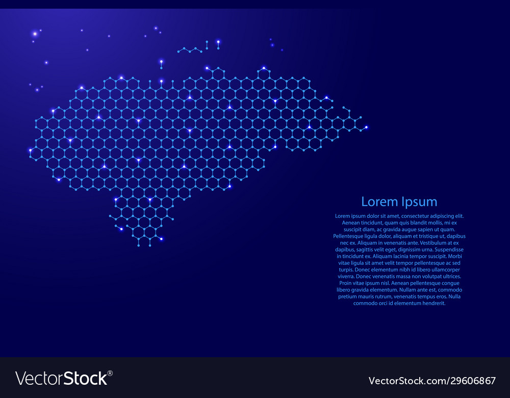 Honduras map from futuristic hexagonal shapes vector image Honduras map from futuristic hexagonal shapes
