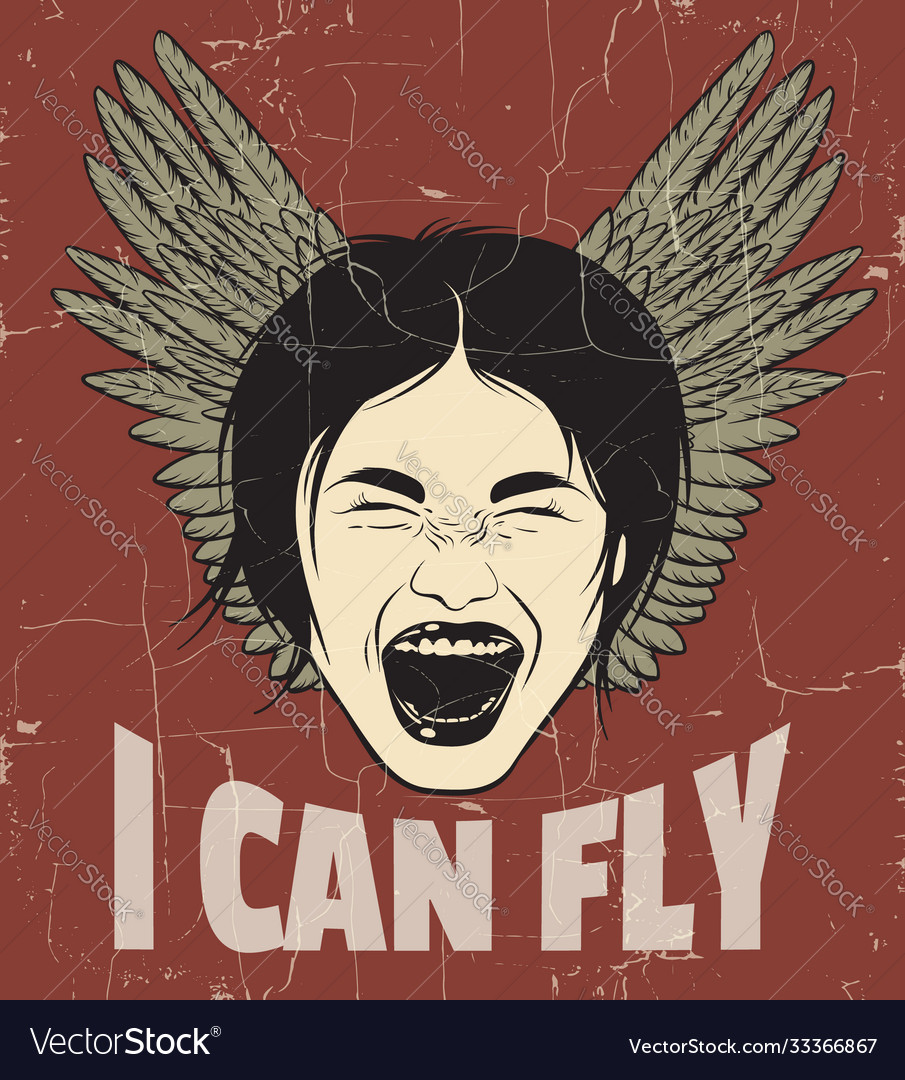 I can fly quote typographical background