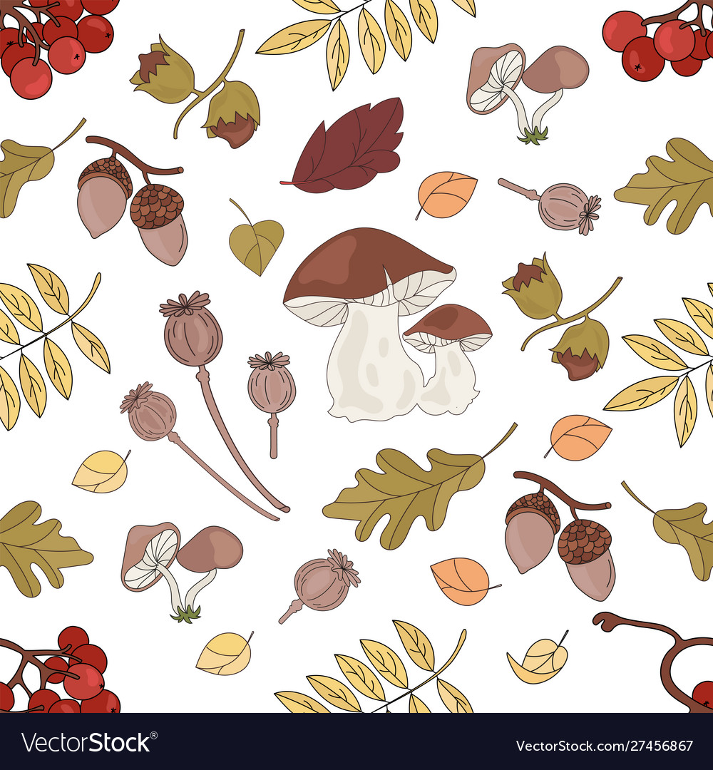 Nut landscape autumn nature seamless pattern Vector Image