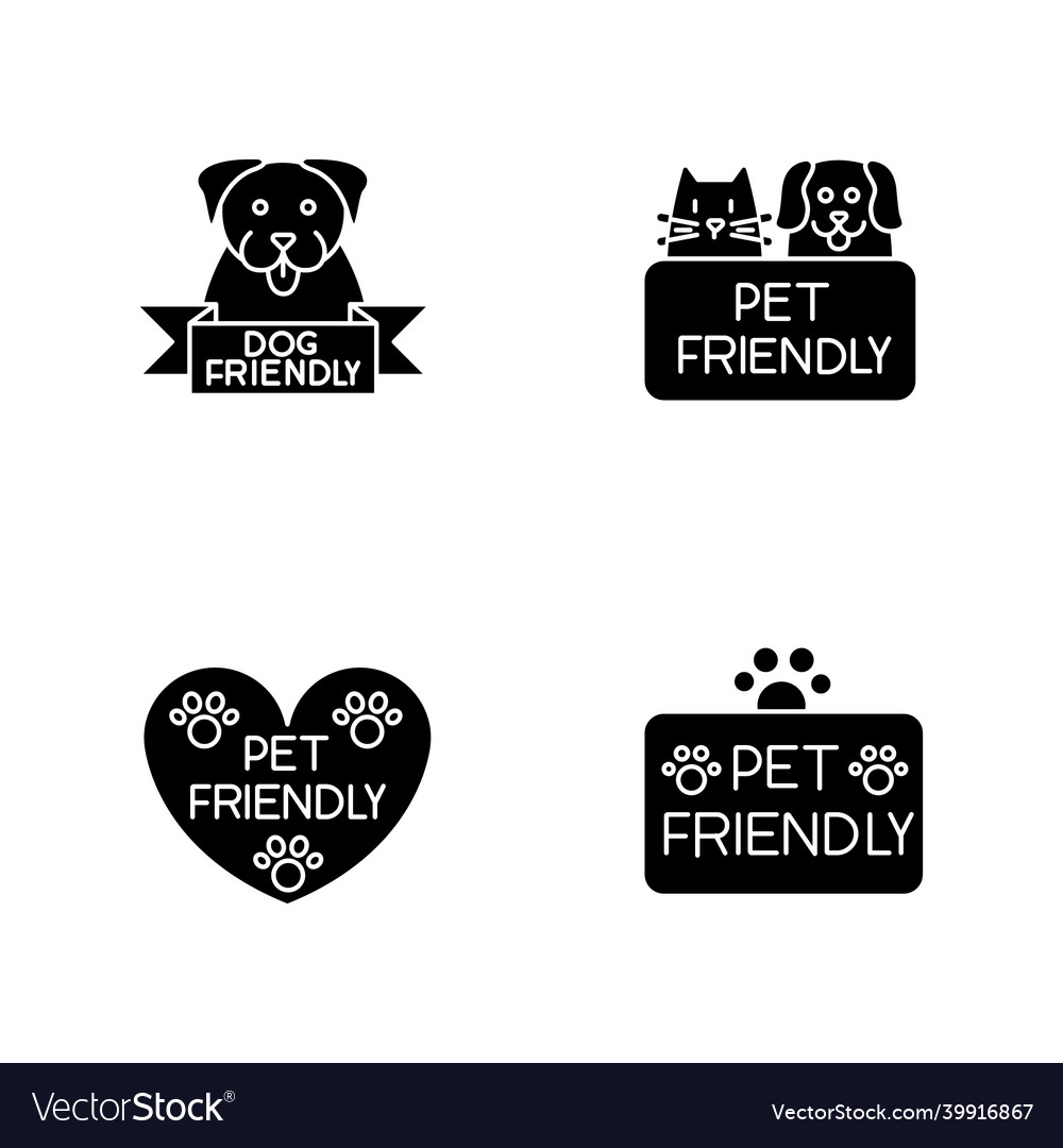 Pet freundlicher Service schwarze Glyph-Symbole Set