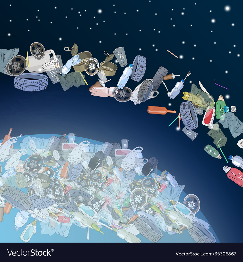 Problem pollution planet space vector image Problem pollution planet space