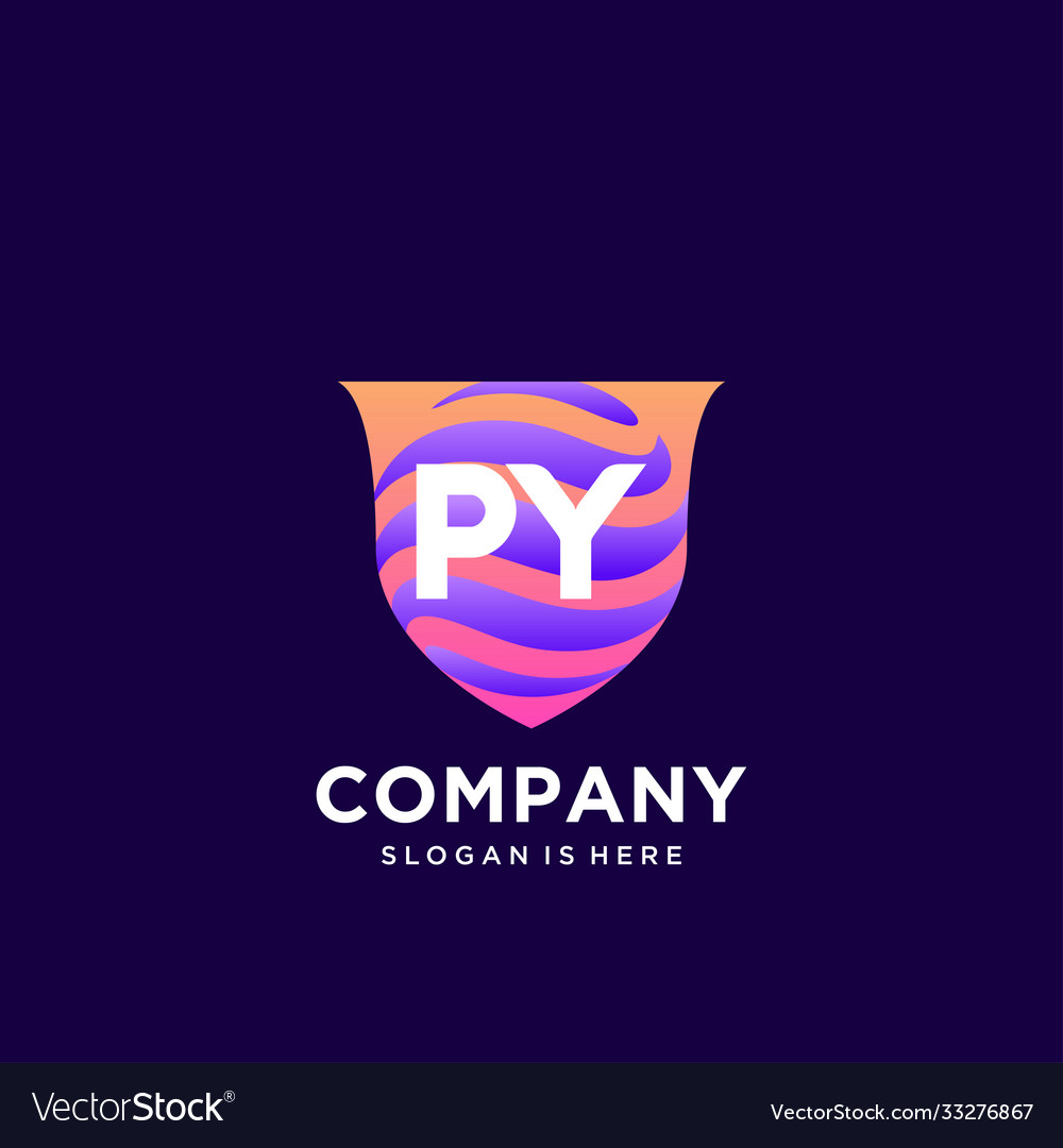 Py initial logo with colorful template