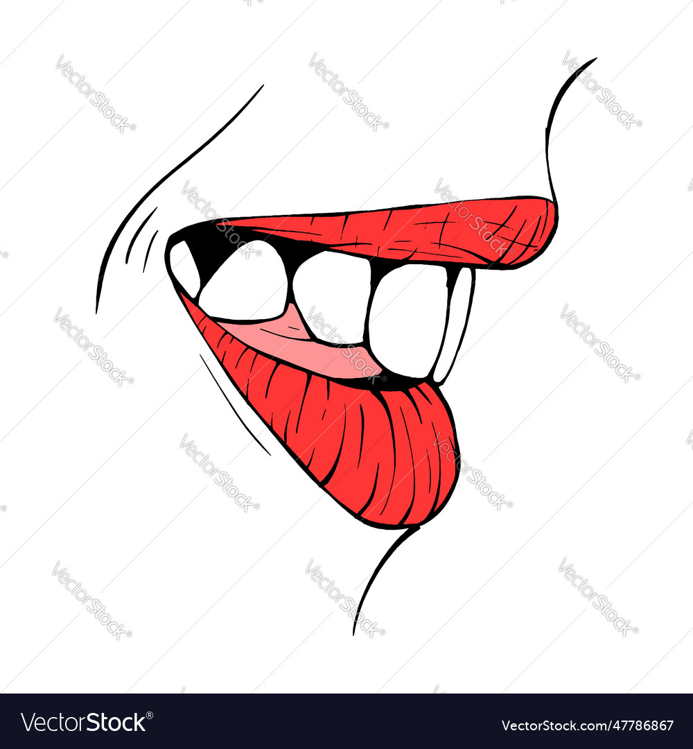 Red Female Lips Sketch Line Art Royalty Free Vector Image 9850