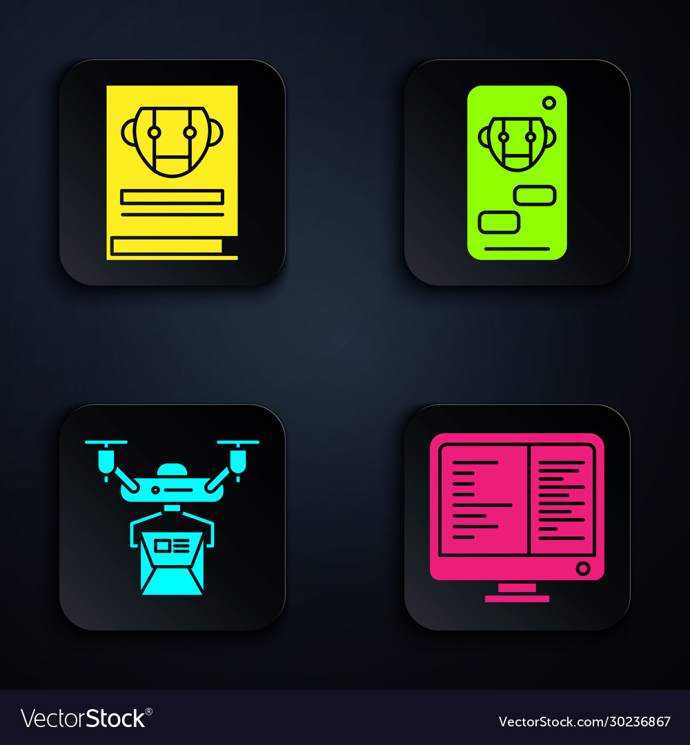 Set computer monitor screen user manual drone vector image Set computer monitor screen user manual drone