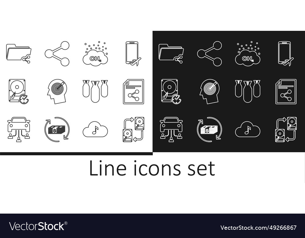 Set line data exchange with hhd share file vector image Set line data exchange with hhd share file