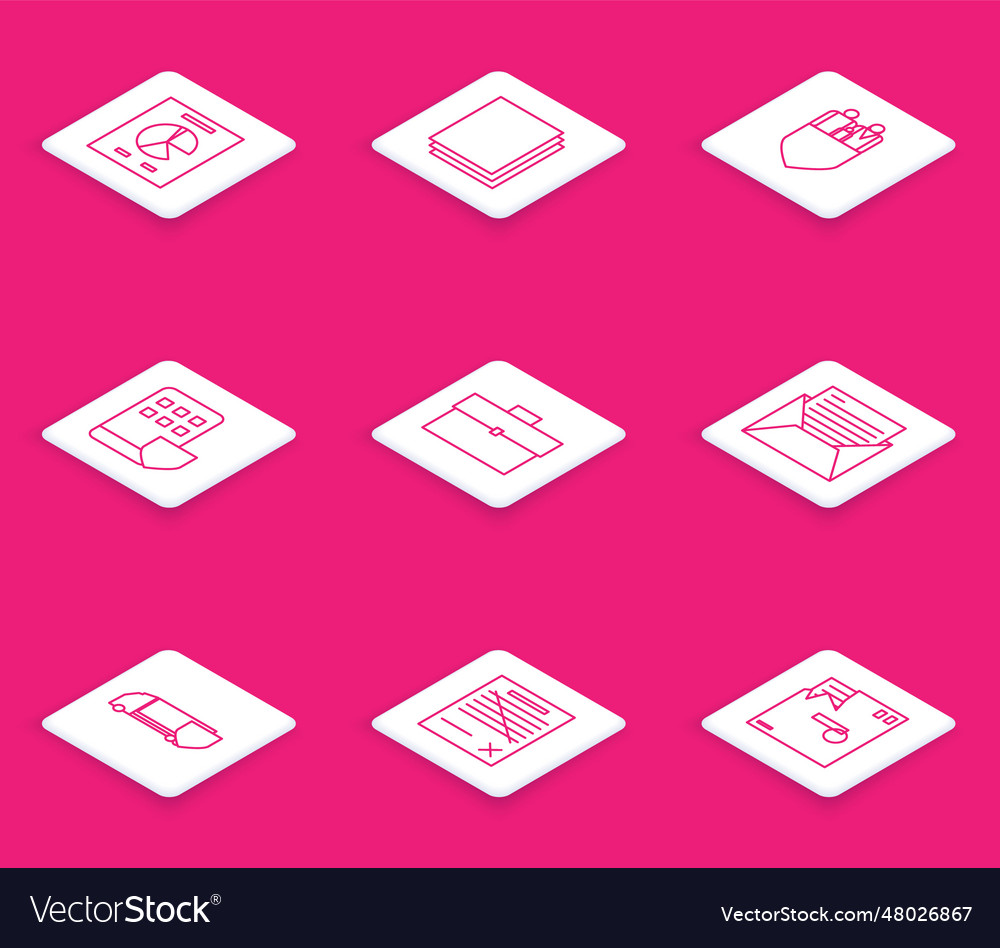 Set line document with graph chart clean paper Vector Image Set line document with graph chart clean paper
