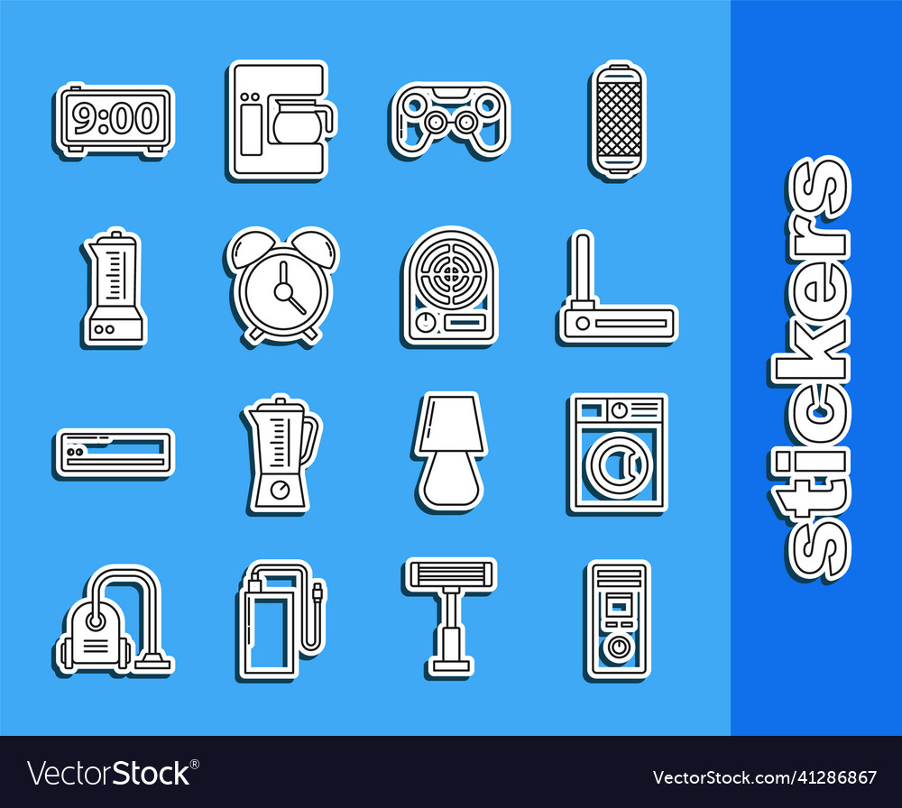 Set line remote control washer router and wi-fi vector image Set line remote control washer router and wi-fi