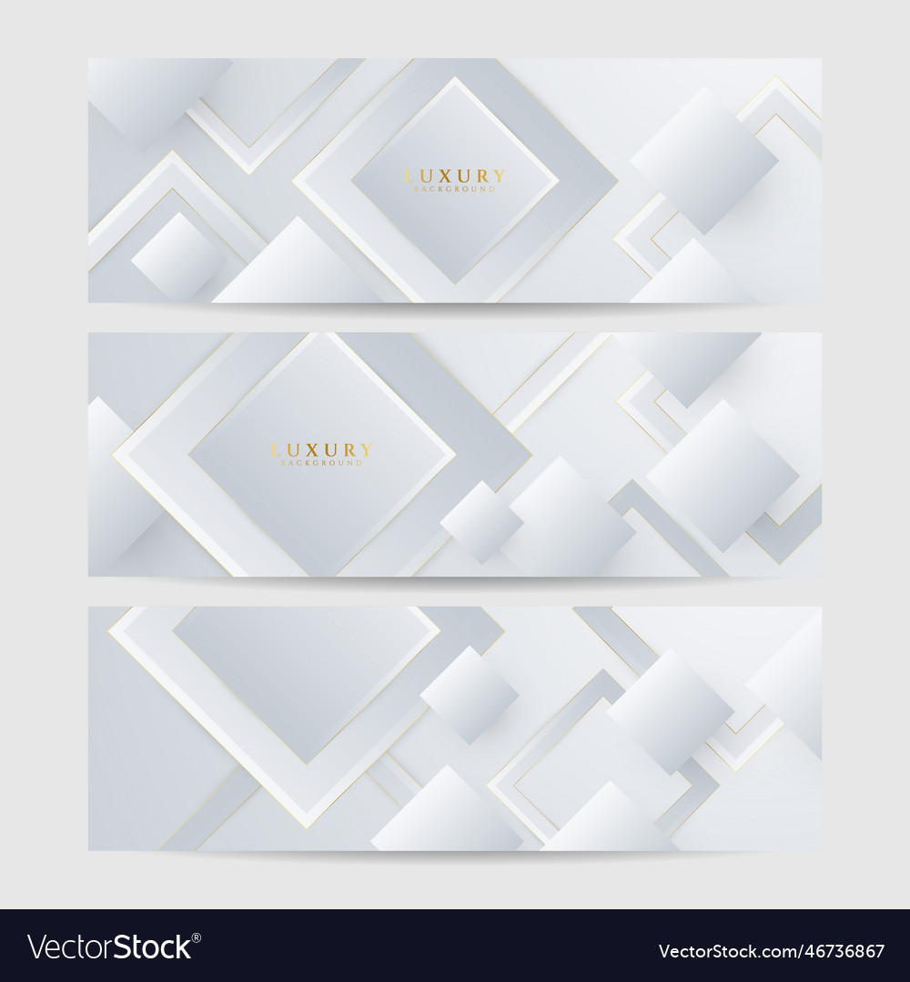 Set of white and gold luxury line banner