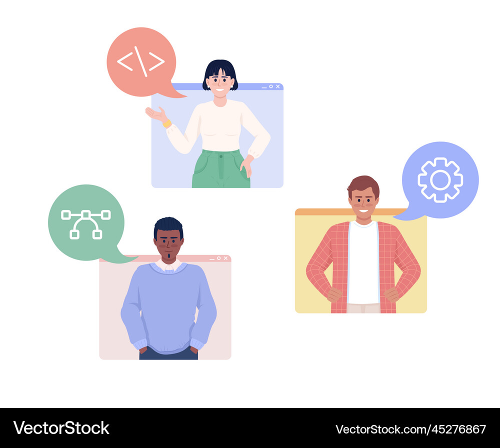 Skilled teamwork flat concept Royalty Free Vector Image