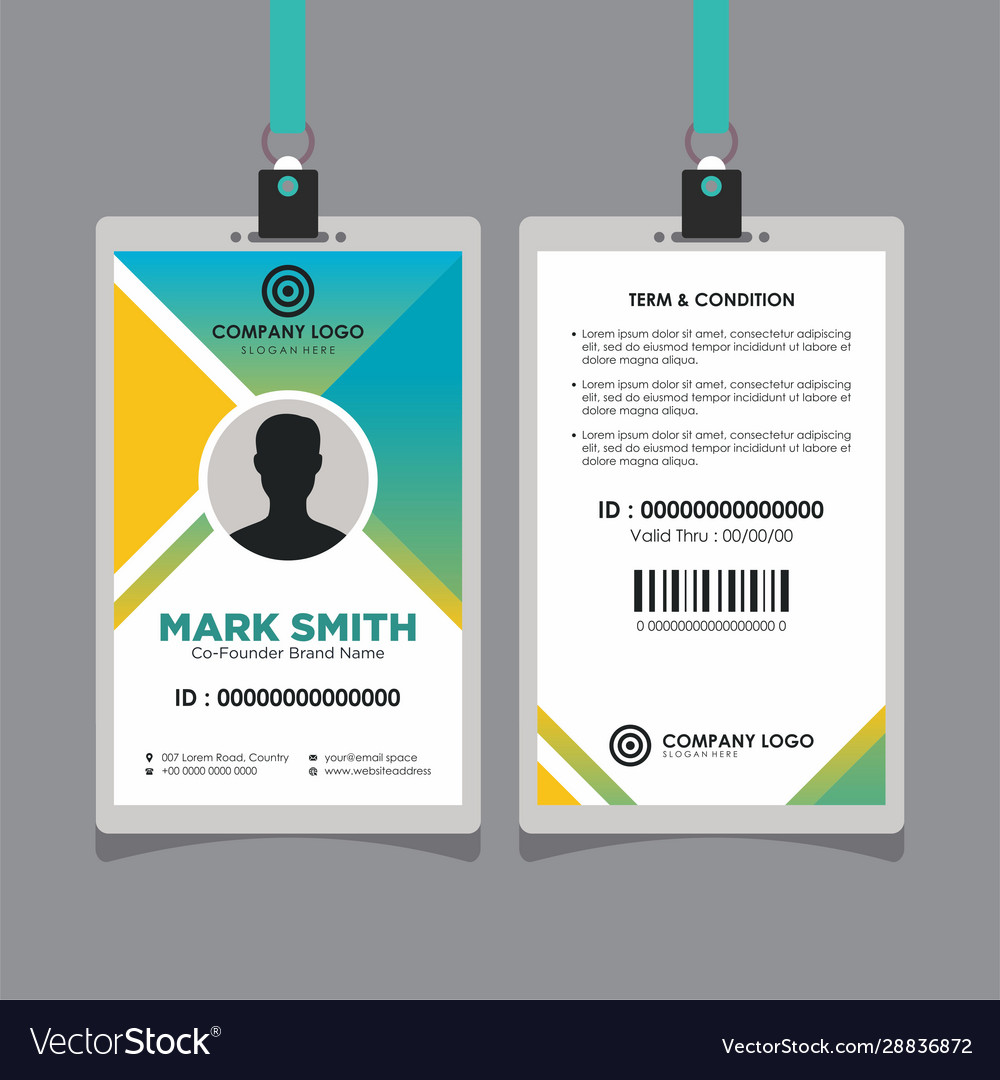 Abstract blue and yellow geometric id card design