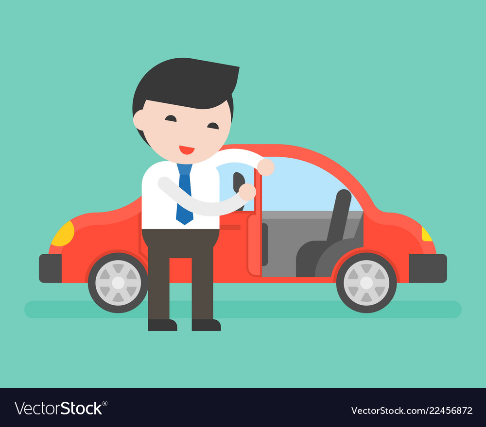 Businessman Or Salesman Open Cars Door For Vector Image