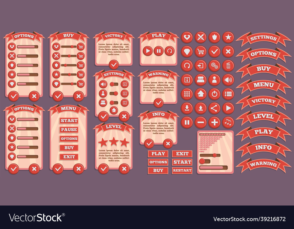 Design of the game user interface vector image Design of the game user interface