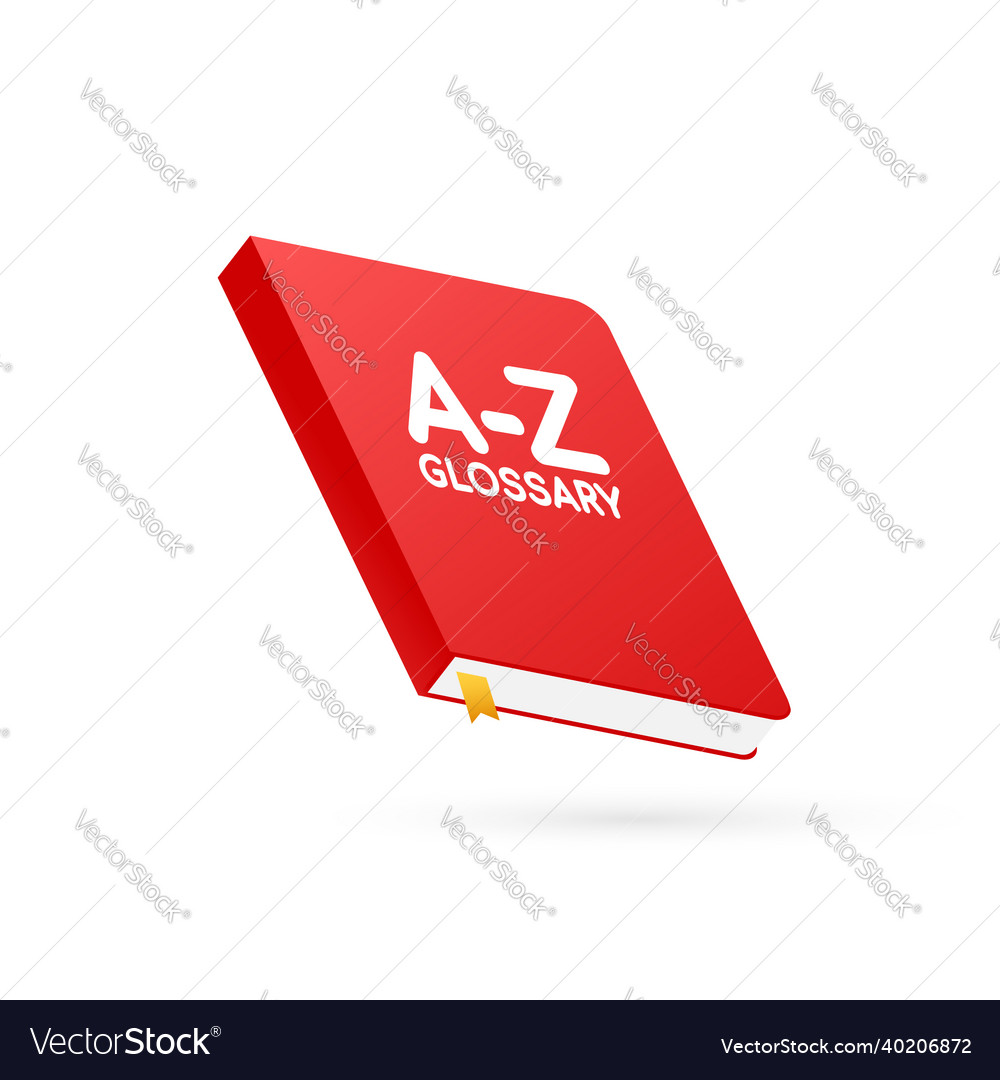 Glossary book badge with dictionary icon Vector Image Glossary book badge with dictionary icon