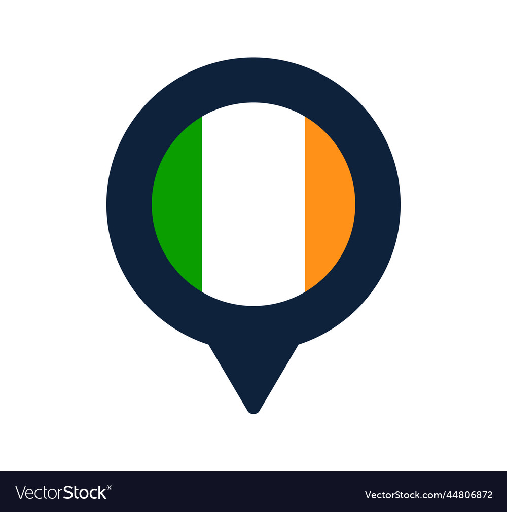 Ireland flag and map pointer icon national vector image Ireland flag and map pointer icon national