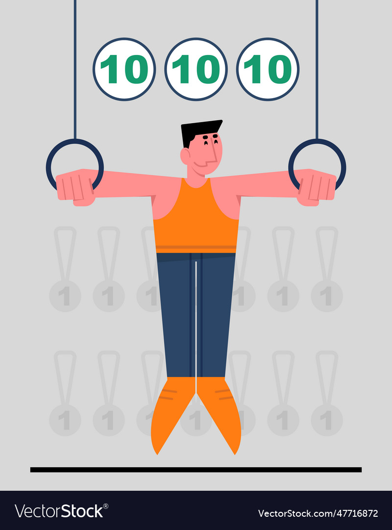Man on uneven bars performs exercises Vector Image Man on uneven bars performs exercises
