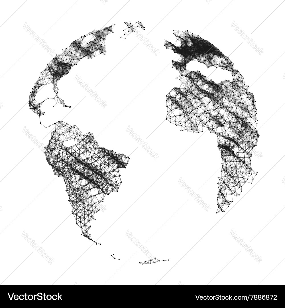 Map of the world global network mesh Royalty Free Vector