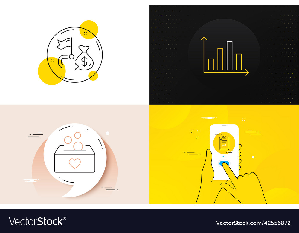 Minimal set of checklist diagram graph Royalty Free Vector
