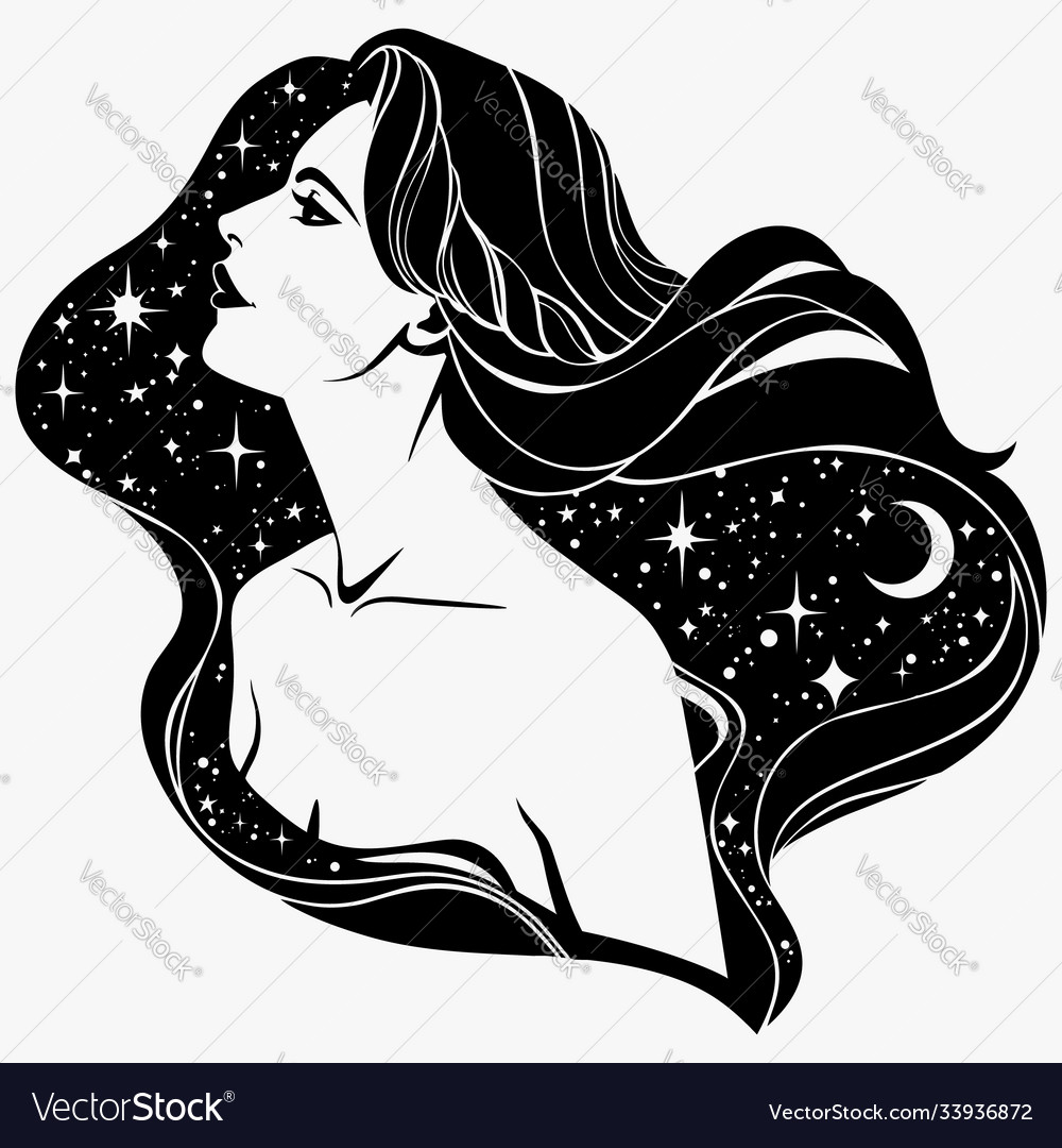 Portrait a fairy girl with long hair Royalty Free Vector