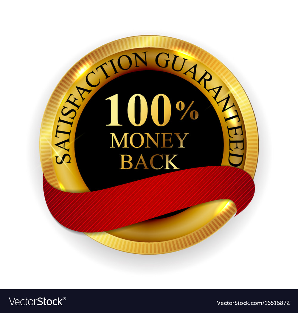 Premium quality 100 money back golden medal icon