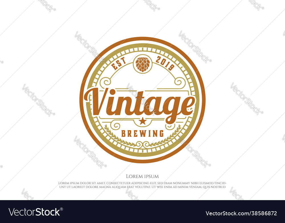 Retro vintage hop for craft beer brewing brewery