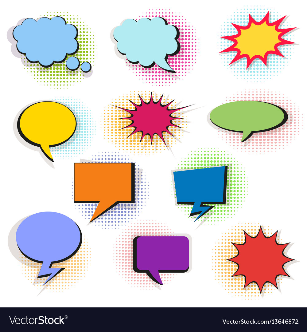Set colorful comic bubbles and elements Royalty Free Vector