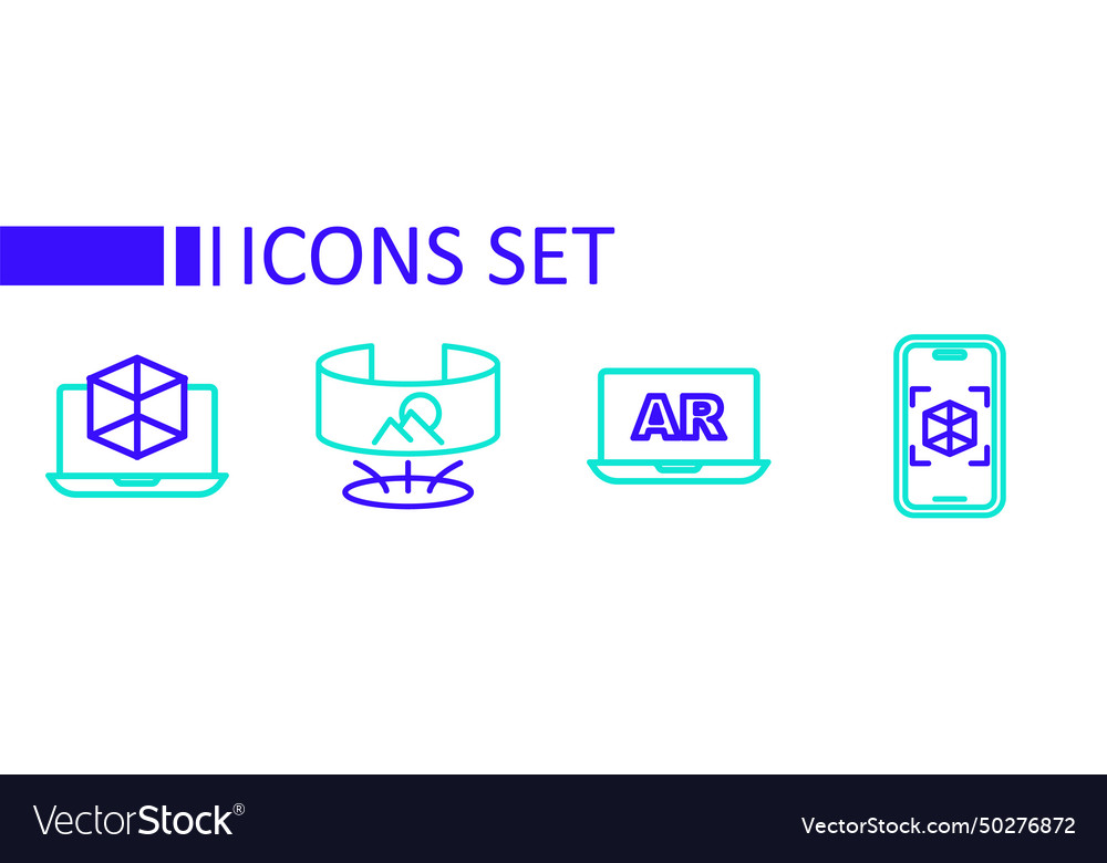 Set line 3d modeling augmented reality ar 360 Vector Image Set line 3d modeling augmented reality ar 360